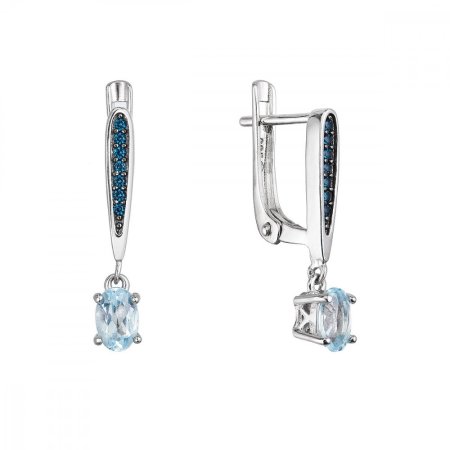 Stříbrné náušnice luxusní s pravými minerálními kameny modré 11487.3 london nano, sky topaz