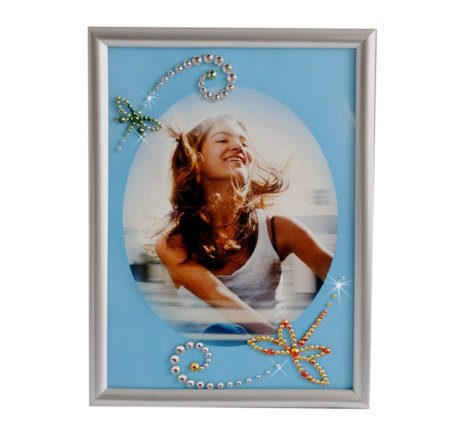 Stříbrný fotorámeček se Swarovski Elements motýl barevný EL-10151