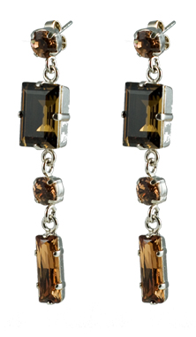 Náušnice se Swarovski Elements podélný kámen Smoked Topaz