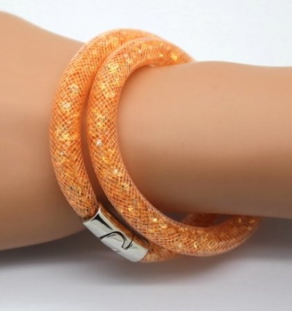 Náramek oranžový Stardust s křišťály dvojitý