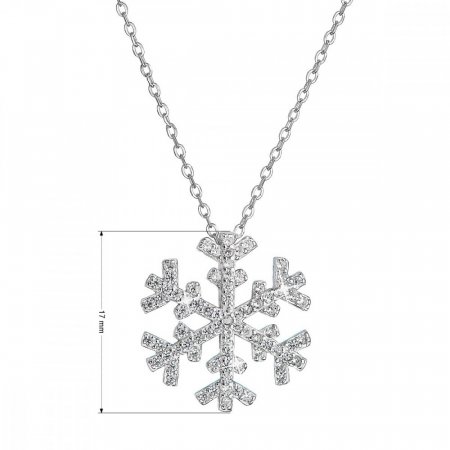 Strieborný náhrdelník so zirkónmi snehová vločka 12047.1