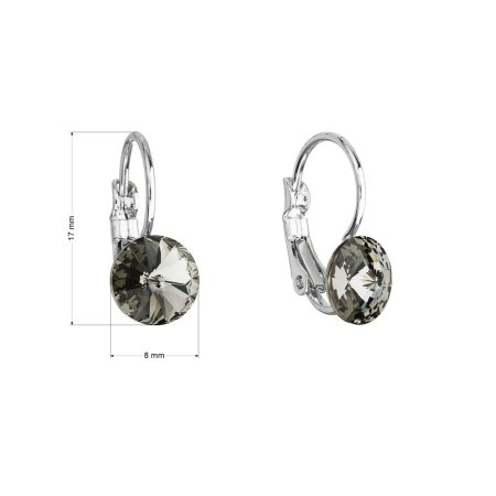 Náušnice bižuterie s křišťály Preciosa šedé kulaté 51031.3 Bl.diamond
