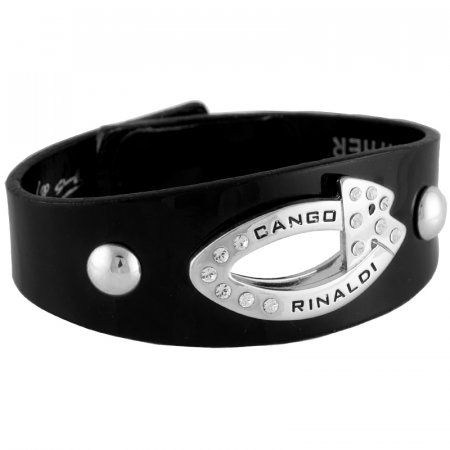 Luxusní černý kožený náramek Cango & Rinaldi křišťálem se Swarovski Elements