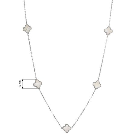 Strieborný náhrdelník štvorlístky s perleťou 12150.1