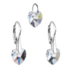 Sada šperků s krystaly Swarovski náušnice a přívěsek bílá srdce 39003.1 Krystal