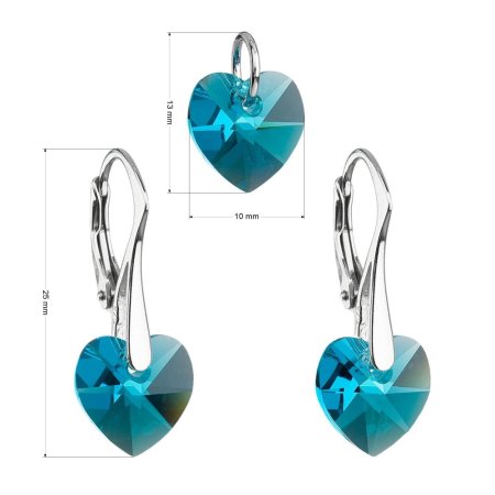 Sada šperkov s kryštálmi Swarovski náušnice a prívesok modré srdce 39003.3 Blue Zircon