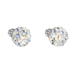 Strieborné náušnice pecka s kryštálmi Swarovski modré okrúhle 31336.3 Light Sapphire