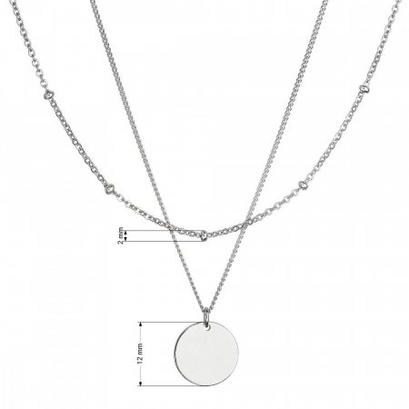 Strieborný náhrdelník dvojradový s plackou a retiazkou s guličkami 62002