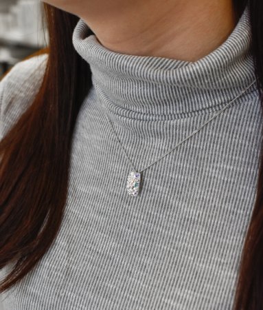 Stříbrný přívěsek s krystaly Swarovski AB efekt obdélník 34194.2 AB