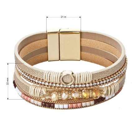 Náramek béžový textilní široký 53010.3 beige