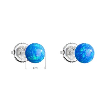 Strieborné náušnice kôstky so syntetickým opálom modré okrúhle 11246.3 Blue s. Opal