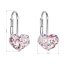Stříbrné náušnice visací s krystaly Swarovski růžové srdce 31125.9 Light Rose Opal