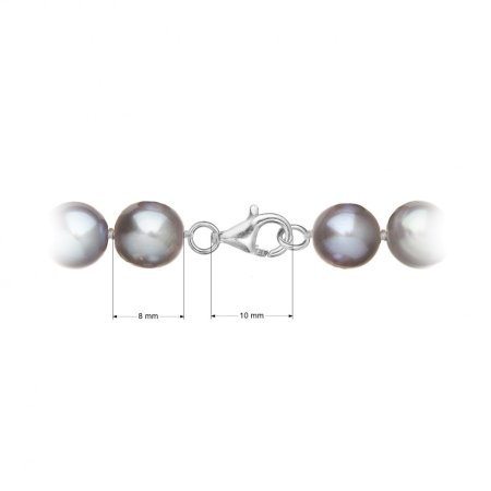 Perlový náhrdelník z riečnych perál so zapínaním z bieleho 14 karátového zlata 822028.3/9260B grey