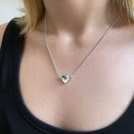 Stříbrný náhrdelník s krystalem Swarovski bílé srdce 32061.1 Krystal