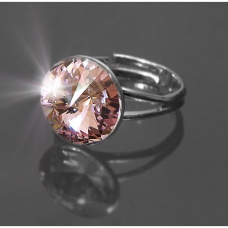 Prsten světle růžový Rivoli se Swarovski Elements Light Rose 12 mm