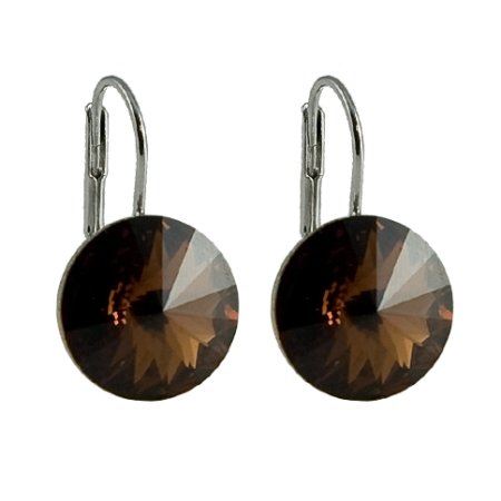 Náušnice hnedé Rivoli so Swarovski Elements Smoked Topaz 14 mm