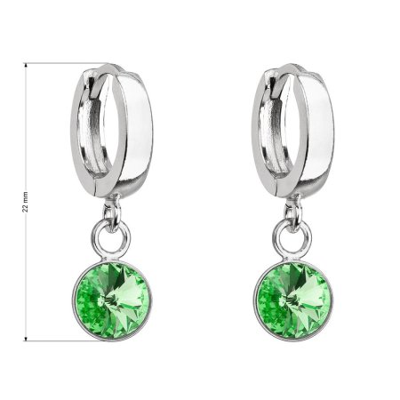 Strieborné visiace náušnice krúžky so Swarovski kryštálom 31300.3 Peridot