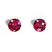 Stříbrné náušnice pecka s krystaly Swarovski červené kulaté 31336.3 Cherry