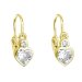 Pozlacené stříbrné dětské náušnice visací se zirkonem bílé srdce 11178.1 Au plating