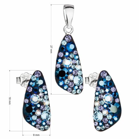 Sada šperků s krystaly Swarovski náušnice a přívěsek modrý 39167.3 Blue Style