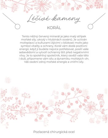 Náhrdelník s kamenem korál 42037.3 ocel