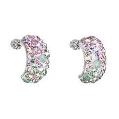 Strieborné náušnice visiace s kryštálmi Swarovski mix farieb polkruh 31164.3 Sakura