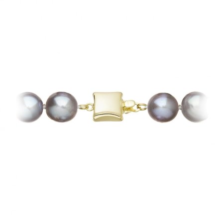 Perlový náhrdelník z říčních perel se zapínáním ze 14 karátového zlata 922028.3/9268A grey