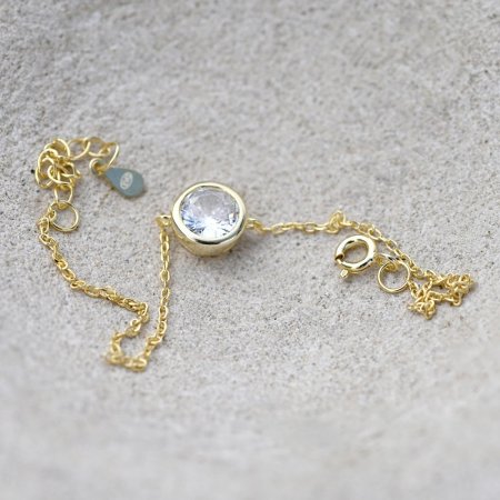 Pozlátený náramok retiazka s jedným zirkónom 13025.1 Au plating