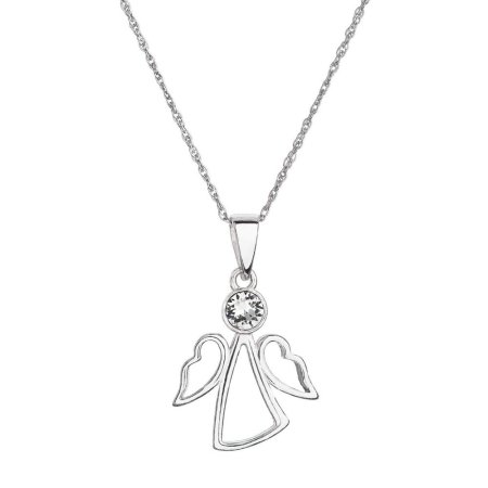Stříbrný náhrdelník bílý Andílek se Swarovski Elements Krystal