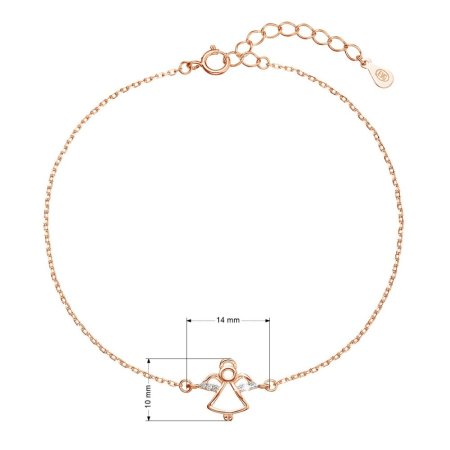 Pozlacený stříbrný ROSE náramek andělíček se zirkony 13028.1 crystal