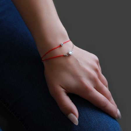 Červený náramek proti uhranutí stříbrný kulatý 13005.3 Red