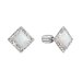 Strieborné náušnice pecka so syntetickým opálom a krištáľmi Preciosa biely kosoštvorec 31318.1 White