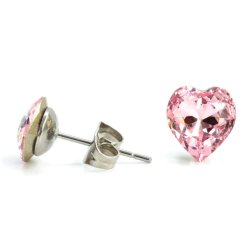 Náušnice so Swarovski Elements svetlo ružové srdiečko Light Rose