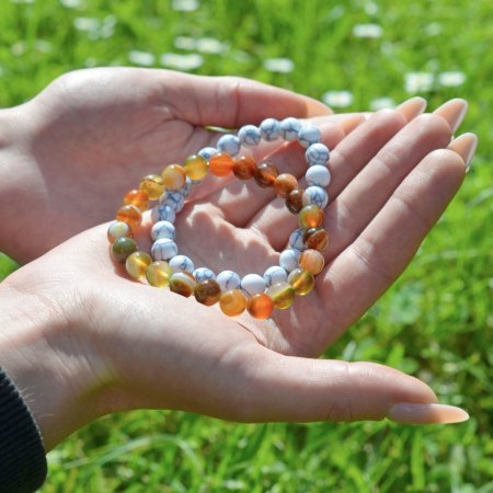 Náramek s minerálními kameny achát pruhovaný 43056.3