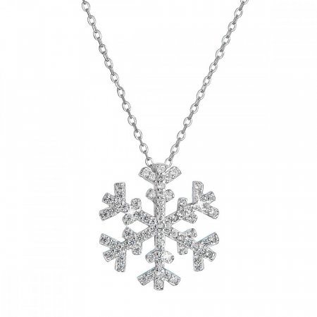 Stříbrný náhrdelník se zirkony sněhová vločka 12047.1