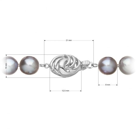 Perlový náramek z říčních perel se zapínáním z bílého 14 karátového zlata 823010.3/9265B grey