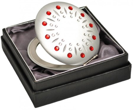Kosmetické kapesní zrcátko se Swarovski Elements sun červené EL-01.4 Light siam