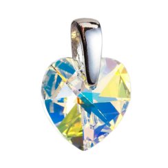 Stříbrný přívěsek s krystaly Swarovski AB efekt srdce 34003.2 AB