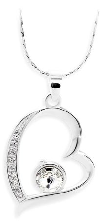 Náhrdelník so Swarovski Elements biele srdce Krystal