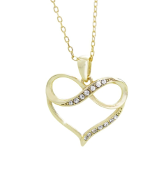Pozlacený stříbrný náhrdelník se Swarovski Elements srdce Krystal