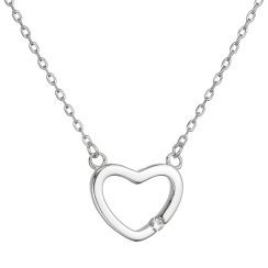 Stříbrný náhrdelník srdce se zirkonem 12109.1
