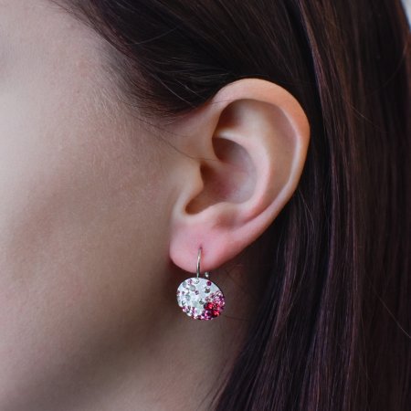 Stříbrné náušnice visací s krystaly Swarovski mix barev kulaté 31176.3 Sweet Love