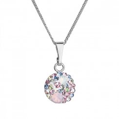Stříbrný náhrdelník se Swarovski krystaly kulatý růžový 32086.3 Magic rose