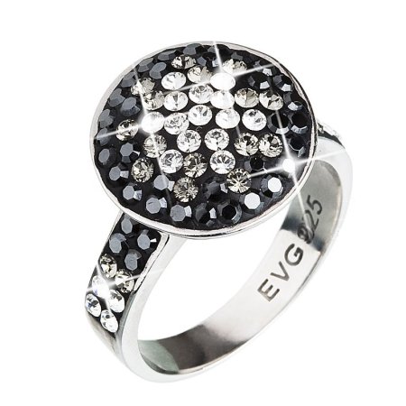 Prsten černobílý se Swarovski Elements 35015.3 Jet
