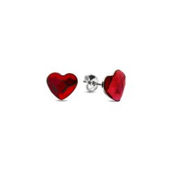 Náušnice červené se Swarovski Elements Heart K2808LSI Light Siam
