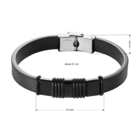 Náramek pánský z černé koženky 43034.3 černý