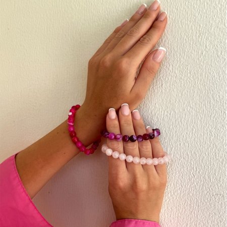 Náramek s minerálními kameny růženín 43056.3