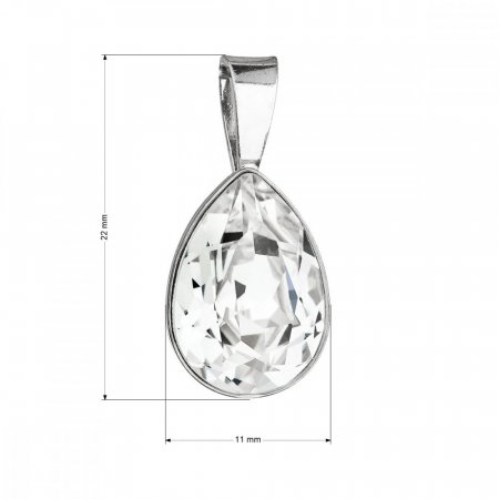 Stříbrný přívěsek s krystaly Swarovski bílá slza 34255.1 Krystal