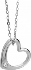 Strieborný náhrdelník so Swarovski Elements biele srdce Krystal