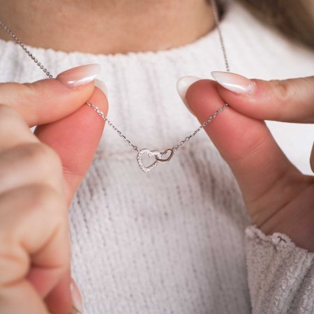 Stříbrný náhrdelník se zirkonem bílé srdce 12018.1